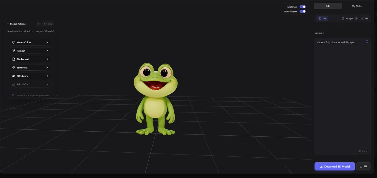 3D cartoon frog character with big eyes.