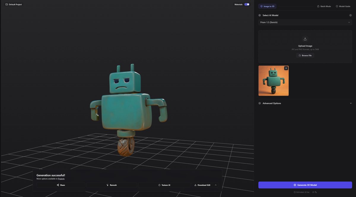 Generated 3D robot model with single wheel base.