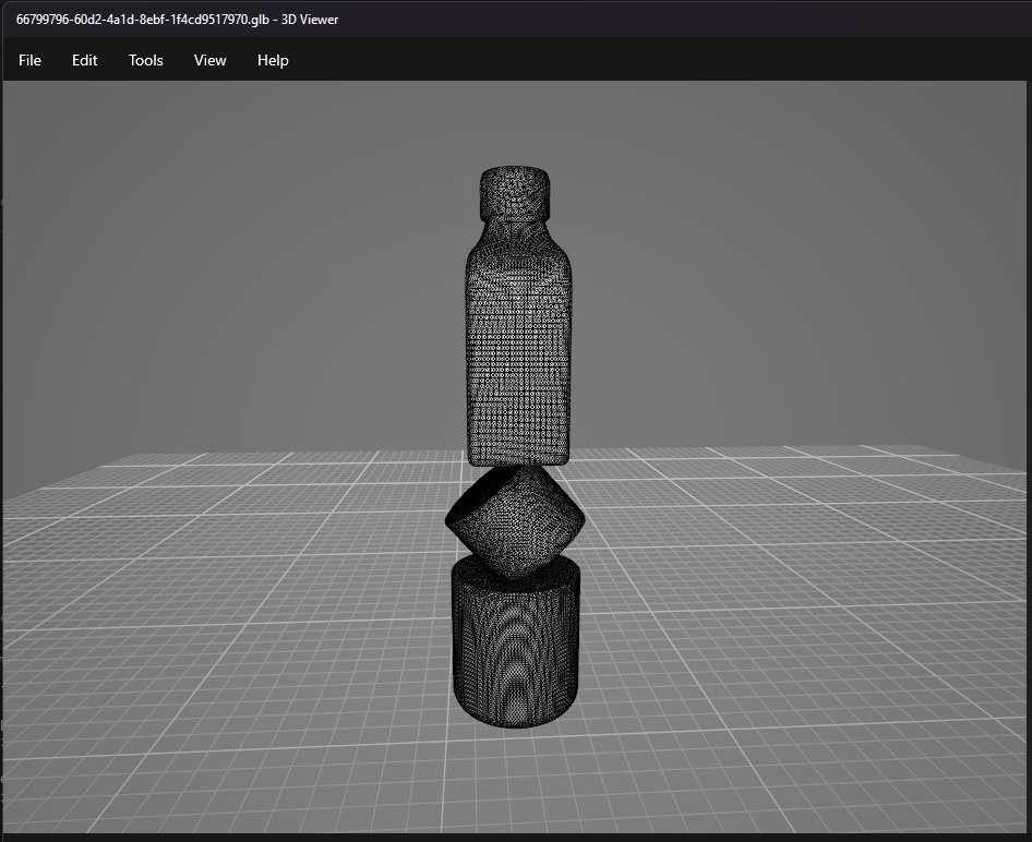 Model Generated on 3D AI Studio - Wireframe 3D shapes stacked in viewer.