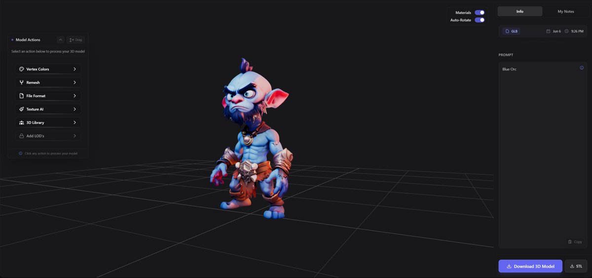 3D blue orc character model on display.