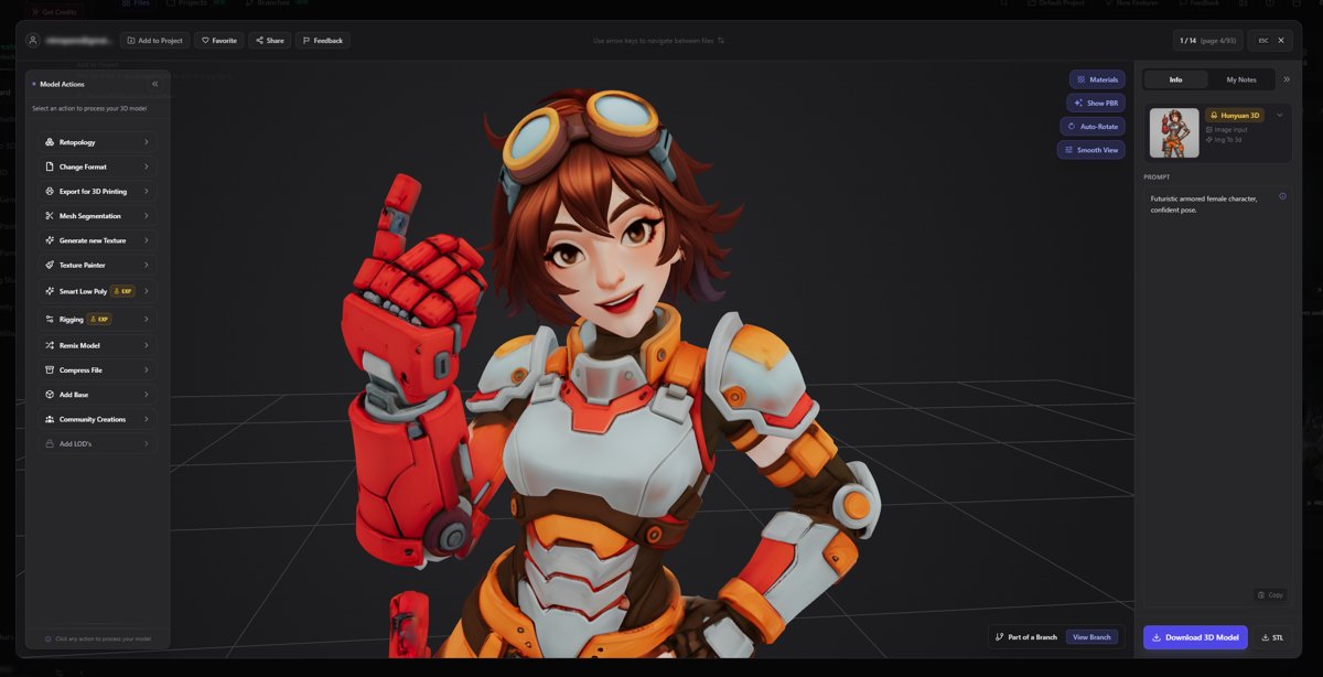 3D female character in futuristic armor suit.