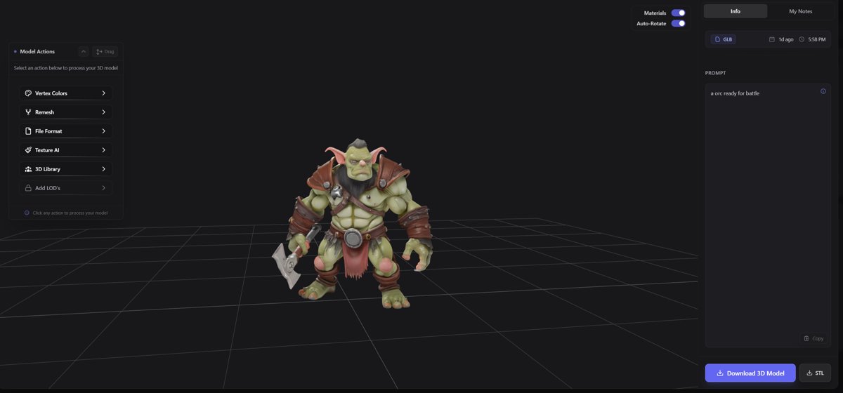 3D orc character model in armor, generated on 3D AI Studio